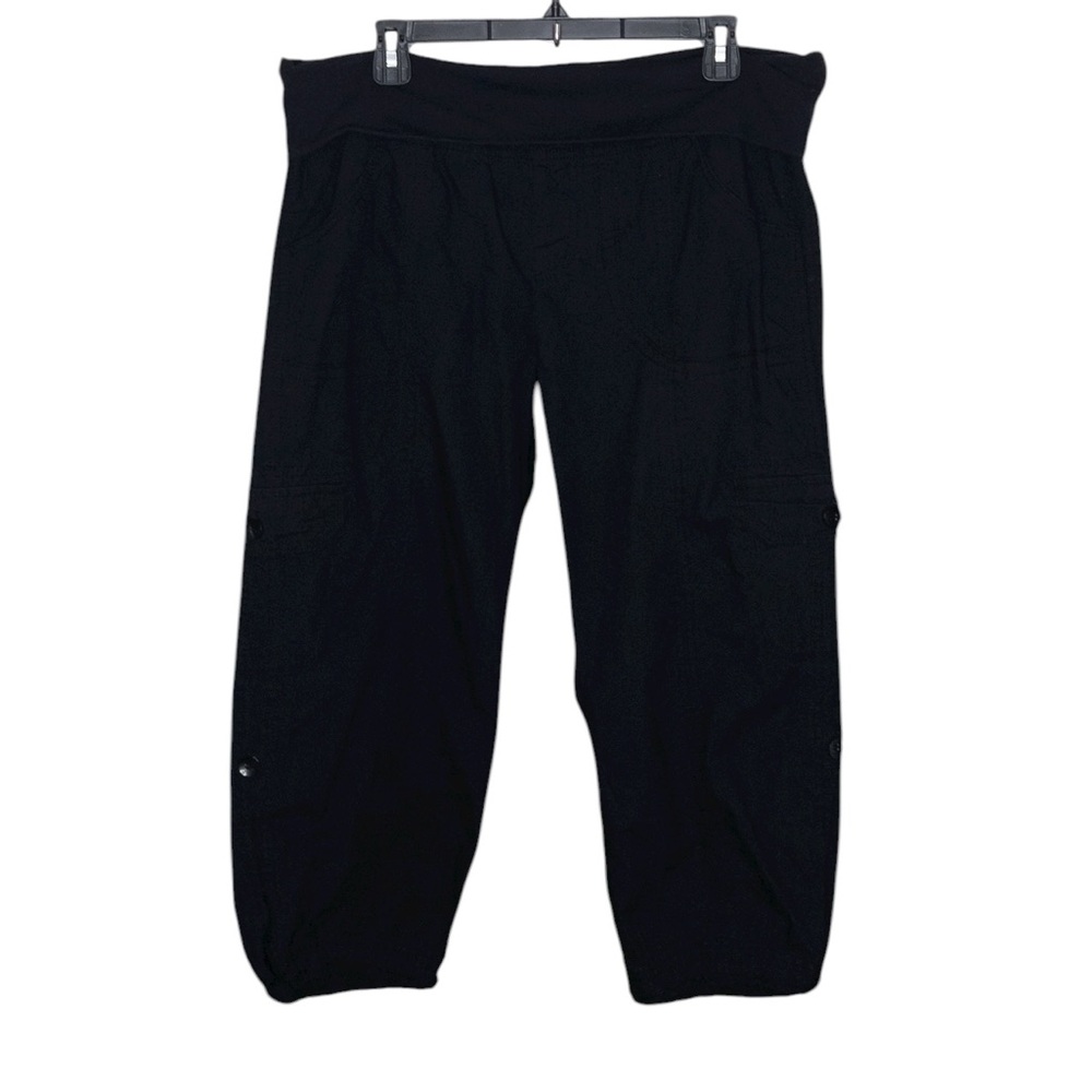 Vintage 00s Y2K Calvin Klein L Black Cotton Fold Over Waist Crop Cargo Pants